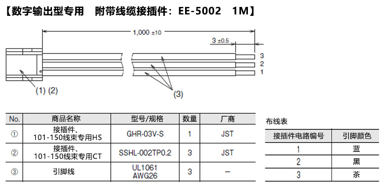 数字输出型专用　附带线缆接插件：EE-5002　1M